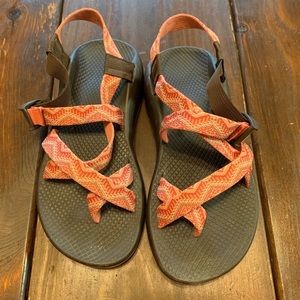Coral & Brown Chacos